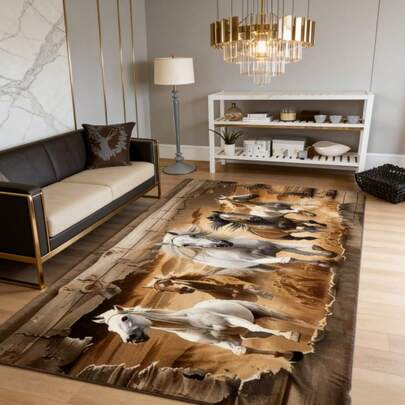 Thảm trang trí hình ngựa phi nước đại - Chống trơn trượt, chất liệu polyester có thể giặt máy, phù hợp sử dụng trong nhà và ngoài trời - Hoàn hảo cho nhà bếp, phòng tắm, phòng ngủ, phòng khách - Trang trí Giáng sinh và các dịp lễ hội.