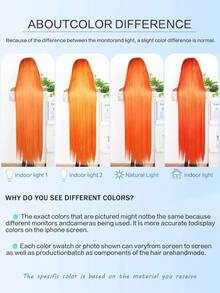 姜黄色真人混纺发假发，13x4直发蕾丝前额假发，180%密度，透明无胶佩戴，350磅姜橙色直发假发，适合女性，尺寸8-36英寸（混纺假发 - 真人发和合成纤维混合）。真人混纺假发/女士真人混纺假发/真人混纺蕾丝前额假发/无胶假发/漂白发结/预先拔毛/蕾丝假发/提升您的造型/增强自信/完美礼物 - S350 - 查看 10