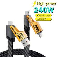 四合一 USB/Type-C/Lightning 快速充电及数据线，兼容 /平板电脑，高效耐用的 USB/Type-C 数据传输线 - 黑色 - 查看 2