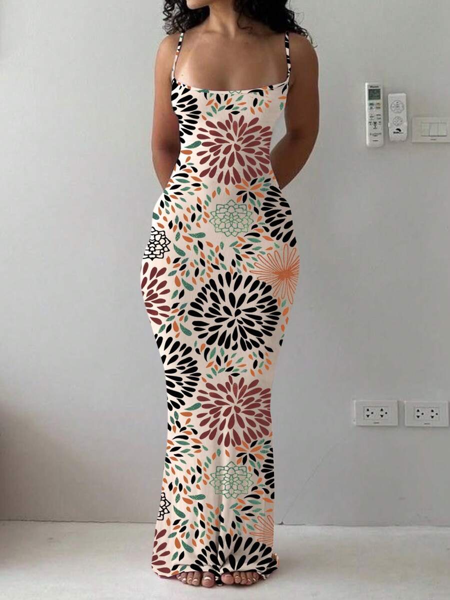 LovelyWholesale Đầm dự tiệc thanh lịch in hoa ôm dáng dành cho nữ, đầm đi nghỉ mát mùa hè.