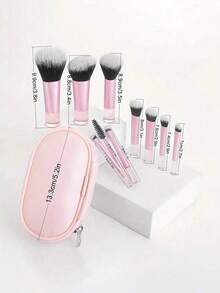 10pcs Mini Pink Makeup Brush Set - Multicolor - View 6