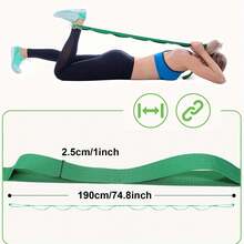 1条1.9米/74.8英寸全新专业瑜伽拉伸带，阻力带，12环瑜伽带，运动拉伸带 - 彩色 - 查看 1
