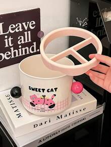 1pc Cute Makeup Brush Holder, Large Capacity Compartment Organizer Box, Multi-Functional Desktop Cartoon Makeup Cosmetic Lipstick Pencil Storage Case - Multicolor - View 5