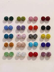 50颗10毫米粘土钻球手工散珠DIY手链项链串珠饰品配件 - 50個滿鑽陶泥珠 - 查看 12