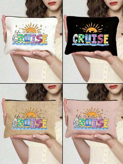 Túi đựng mỹ phẩm in hình du lịch mùa hè, túi đựng đồ vệ sinh cá nhân, túi du lịch ngắn ngày, túi đựng đồ, túi đựng thuốc, ví cầm tay, quà tặng thời trang, khóa kéo tiện lợi, món quà tốt nhất cho người yêu, quà tặng cho chị em gái, túi trang điểm xách tay, hộp bút học sinh, túi quà tặng mỹ phẩm, túi có khóa kéo, túi đựng bút du lịch, túi đựng đồ ăn nhẹ