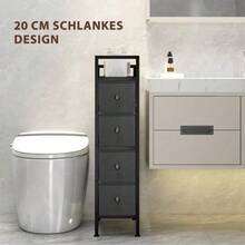 4-Drawer Chest In Non-Woven Fabric, Storage Unit With Steel Frame, 20 Cm X 43 Cm X 81.5 Cm, Black - Black - View 3