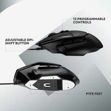 Logitech G502 X Wired Gaming Mouse Lightweight 89g LIGHTFORCE Switches 13 Programmable Buttons Dual Scroll Wheel For PC Mac Black - 查看 6