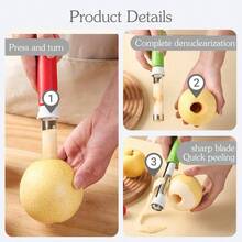 Stainless Steel Corer With Retractable Design, Core Remover And Fruit Pitter Kitchen Use, Professional Grade Peeler And Vegetable Coring Device With HandleRed - 最初的 - 查看 4