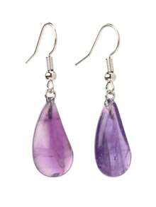 Fashionable Teardrop Natural Stone Earrings, Bohemian Style Amethyst & Feldspar & Red Stone Dangle Earrings, Delicate Beach Holiday Jewelry - Multicolor - View 13