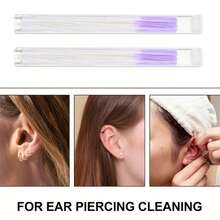 60pcs Unscented Ear Piercing Cleaning Floss, Plastic Ear Care Tools For Men And Women, Anti-Blocking Ear Piercing Dirt Cleaner Lines, Hygienic Piercing Kits For Daily Maintenance And Long-Lasting - 查看 1