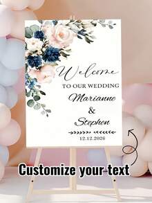 Customized Wedding Welcome Poster - Vertical Decorative Poster Suitable For Weddings, Birthdays, Corporate Events, Can Add Names/Text, Desktop Entrance Decor, No Stand Included, Multiple Sizes Available - Multicolor - View 3