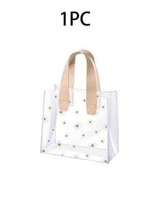 4pcs/1pc Transparent PVC Daisy Print Tote Bag, Mother's Day Party Favor Bag, Mother's Day Gift Packaging Bag, Mother's Day Bouquet Decor Bag, Bridal Shower Gift Bag, Bridesmaid & Groomsman Gift, Birthday Party Favor, Graduation Memento Bag, Baby Shower Guest Favor Bag - Multicolor - View 11