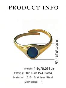 1枚不锈钢椭圆形开口戒指，精致时尚，简约INS风，适合日常休闲佩戴，防水、不褪色、低致敏性、耐磨，适合所有女性。 - 橢圓形小尾戒 - 查看 3