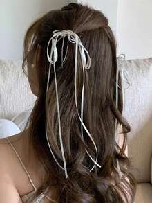 新品上市：丝带蝴蝶结发夹——高端发饰，配有精致优雅的侧夹和流苏丝带 - 彩色 - 查看 2