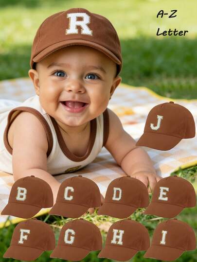 1pc Adjustable Children's Letter Baseball Cap, Infant Golf Snapback Hat, Toddler Sun Hat For Boys & Girls Aged 1-3