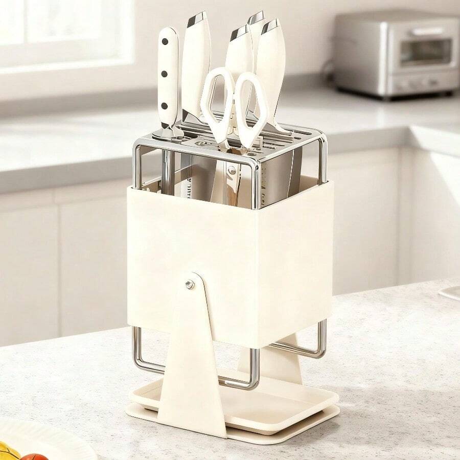 Knife Block, Knife Holder & Roll Bag - Cream - View 1