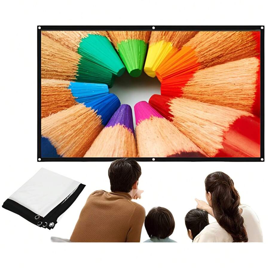 Pantalla Proyector Portátil 100 Pulgadas 16:9 Proyección - Blanco - Ver 1