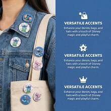 Disney 7件套可爱“星际宝贝”珐琅徽章套装，卡通史迪奇背包别针，时尚装饰徽章，适合服装和包包，适合少女和女性粉丝 - 彩色 - 查看 3