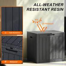31 Gallon Resin Deck Box, Waterproof UV Resistant Outdoor Storage Box For Garden, Garage,Indoor,Black-1 - 黑-1 - 查看 5