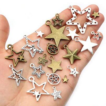 10-50个星形吊坠合金金属工艺品珠宝制作配件，适用于项链、手链、耳环等DIY饰品