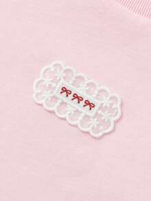 Balabala 女童夏季短袖T恤，荷叶边下摆，精致刺绣圆领上衣，新品上市 - 白紅色 - 查看 7