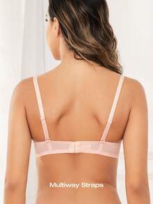 Wingslove Women's Lace Embroidery Unlined Sheer Mesh Breathable Bra - Baby Pink - View 4