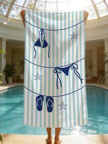 1 chiếc khăn tắm biển mùa hè siêu mềm mại, in họa tiết bikini kẻ sọc, chất liệu microfiber, thích hợp trang trí nhà cửa, dùng cho bãi biển, hồ bơi, cắm trại và du lịch, cực kỳ thoải mái. - Nhiều màu - Xem 2