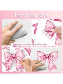 4Sheets-23pcs Pink Bow Wall Stickers,Light Pink Bow Knot Wall Decals,Watercolor Bow Wallpaper Peel And Stick For Home Bedroom Decor,Party,Notebook & Refrigerator, Romantic Geometric Theme,Wall Stickers For Bedroom,Wedding Decorations - A - View 10