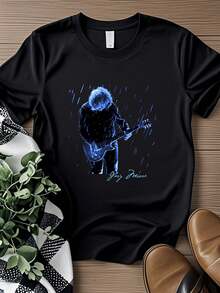 Camiseta de mujer con estampado de Gary Moore In Memoriam, negra, de algodón, unisex, de talla única, camiseta de hombre negra de manga larga o corta - Negro - Ver 1