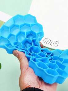 1pc Silicone Ice Cube Tray With Honeycomb Design And 37-Cell Creative Stackable Cover, Easy To Unmold And Mold For Ice Cubes - Multicolor - View 6