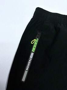 男士运动短裤，速干透气抽绳弹力腰带跑步健身短裤，沙滩篮球裤，适合锻炼、户外和休闲穿着 - 黑色 - 查看 6