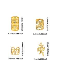 40pcs/Pack Dreamy Hair Scrunchies - Fashionable Alloy Hair Braid Accessories Suitable For Girl - Gold - View 6