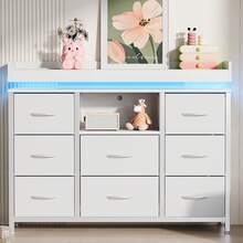 Caluself Chest Of Drawers With 8 Drawers, Side Table For The Living Room, Chest Of Drawers That Can Be Used As A Dressing Table Or Storage Furniture, Chest Of Drawers With 8 Fabric-Covered Drawers - trắng - Xem 9