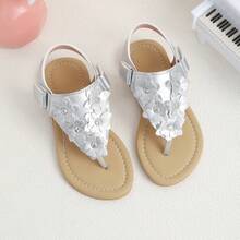 Màu bạc: Sandal công chúa đính hoa màu bạc cho bé gái, giày đi biển mềm mại, chống trơn trượt cho trẻ em, dép mùa hè cho bé gái. - Bạc - Xem 18