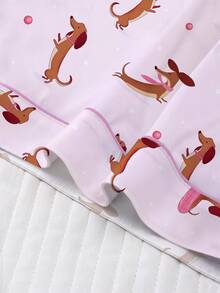 Bộ đồ ngủ nữ 2 món mùa xuân/hè, in hình chó Dachshund ngộ nghĩnh, quà tặng lãng mạn, áo tay ngắn cổ bẻ thoải mái và quần đùi cạp chun, đồ ngủ thích hợp cho tiệc tùng, mặc ngoài trời và ở nhà. - Hồng - Xem 6