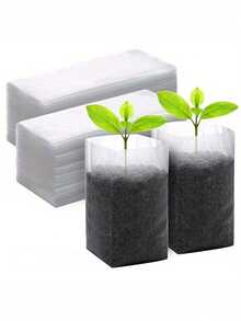 30pcs/100pcs White Non-Woven Fabric Seedling Bags, Seedling Cups, Thickened Nursery Pots, Garden Planting Bags, Suitable For Household Flowers, Plants, Soil Transplanting, Seedlings And Grafting, Flower And Vegetable Seed Starter Bags - One Size Fits All - View 10
