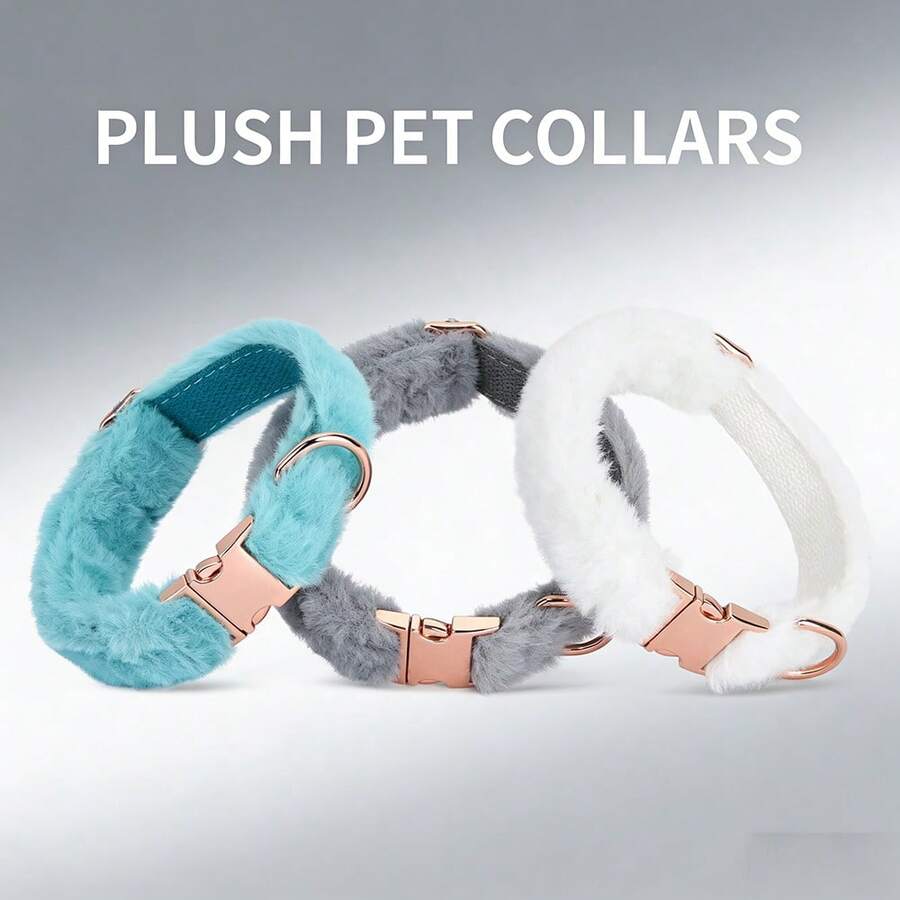 CP325 Customizable Soft & Warm Plush Winter Dog Collar, Designed Specifically For French Bulldog Pets - Multicolor - View 1