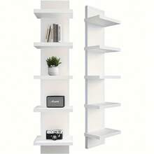 A Five-Tier White PVC Wall Shelf, Ideal For Home Storage And Decoration, Can Be Hung In The Living Room To Display Books Or In The Bedroom To Showcase Decorative Items. - trắng - Xem 4