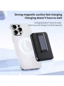 10000mAh Mini Magnetic Fast Charging Power Bank With Digital Screen LED Power Display, 2 Built-In Charging Cables, Built-In Stand Magnetic Power Bank, USB-C Portable Charger, Can Charge 5 Devices Simultaneously, Suitable For IPhone 16/15/14/13/Pro/Mini/Pro Max, Suitable For Android, Comes With Stand, Built-In Stand Magnetic Power Bank, Travel Essentials, Perfect Gift - 白色 - 查看 8