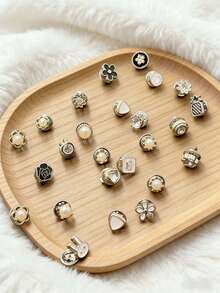 10pcs Anti-Slip Clips, Anti-Flashing Clips, Rhinestone Brooch, No Sewing Required, Detachable Collar Fasteners - Multicolor - View 4