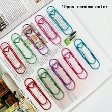 10pcs Random Cute Pen Clip Bookmarks - Fun Shaped Paper Clips For School Supplies, Pencil Case & Planner Accessories ( Heart-Shaped Designs) - Sets - View 13