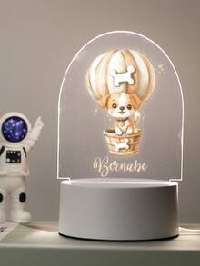 1pc Personalized Name Creative Gift, Animal Pattern Design, Suitable For Boys, Girls Or Friends. 3D Stereoscopic Light Effect LED Night Light, Warm Light, Birthday Gift, Decorative Lamp, Desk Lamp, Night Light. Suitable For Valentine's Day, Valentine's Day Decoration. Waterproof And Moisture-Proof, Fashionable And Cute, Back To School Gift - Baby Blue - View 26