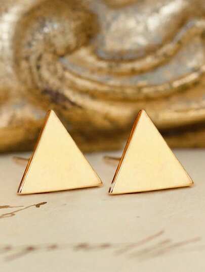 1 Pair Minimalist Triangle Gold Stud Earrings, Women's Simple Geometric Jewelry, Elegant Accessory Suitable For Office And Casual Daily Wear - Hypoallergenic And Lightweight