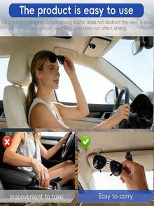 1pc Car Sun Visor Glasses Clip, Universal Fashion Car Glasses Clip, Carbon Fiber Car Sun Visor Stylish Glasses Storage Organizer, Button-Style Glasses Storage Organizer With Sponge, Suitable For Truck And Car Interior Accessories Most Models - Multicolor - View 7