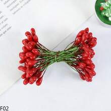 100 piezas de Estambres de flores mini de doble cabeza en color dorado/rojo/plateado/blanco para decoración de boda, manualidades, scrapbooking, regalos de Navidad - multicolor - Ver 17