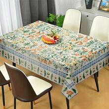 2D Flat, 2D Floral Print Tablecloth - Vibrant Yellow & Green Floral Design, Durable Polyester, Machine-Made, Square Shape, Perfect For Picnics, Camping, Weddings, Parties - 彩色 - 查看 5