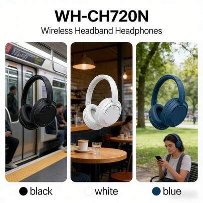 Sony 頭戴式耳機 WH-CH720N 無線耳機，專為通勤旅行設計：藍牙5.2穩定連接，極致輕盈無壓感，長達50小時續航，重塑你的沉浸式聽覺體驗
