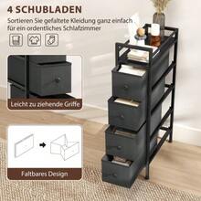 4-Drawer Chest In Non-Woven Fabric, Storage Unit With Steel Frame, 20 Cm X 43 Cm X 81.5 Cm, Black - Black - View 4