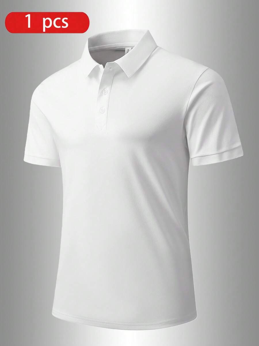 1pc Women's Soft, Breathable, Four-Way Stretch Running, Fitness, Golf, Tennis Short Sleeve Polo Shirt, Summer - White - View 1