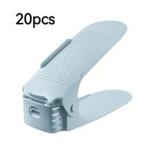 20/10 pares Estantería ajustable de doble nivel para zapatos, organizador de zapatos plegable, estantería apilable ahorradora de espacio, estantería de almacenamiento de zapatos de plástico, herramienta de organización del hogar - Multicolor - Ver 11